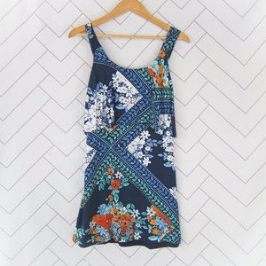 Anthropologie Maeve Navy Blue Floral Dress sz 2 Sm